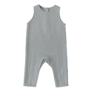 Pehr Quilted Cozy Romper Overalls (Unisex), Grayish “Soft Sea” Color, Size 6-12M